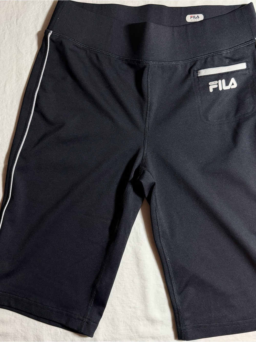 FILA Black Cycling Shorts with White Trim